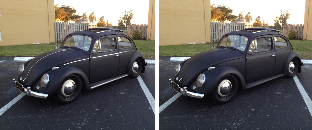 VW bug with and with out chrome trim