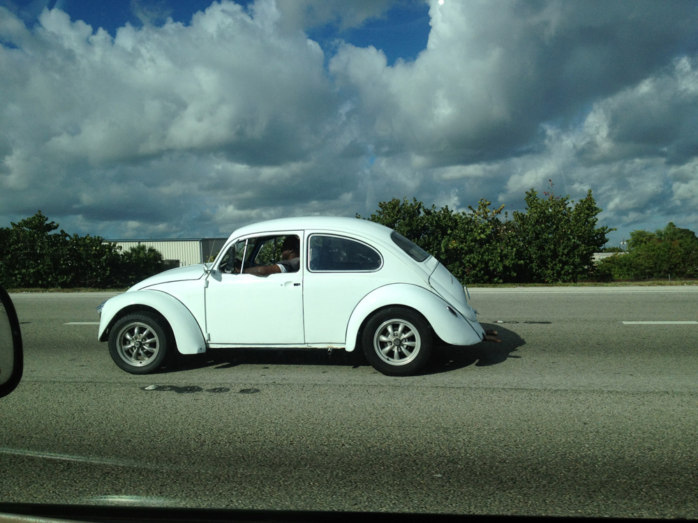 White VW Beetle On I-95 Fort Lauderdale, FL